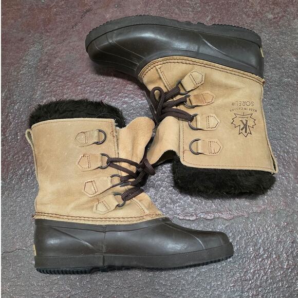 Sorel Manitou Leather Duck Boots Womens US 8 Lined Kaufman Waterproof Canada - Picture 10 of 12